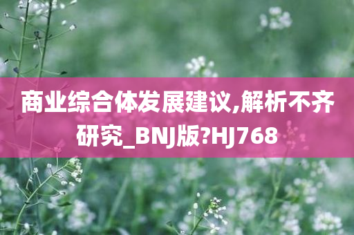 商业综合体发展建议,解析不齐研究_BNJ版?HJ768