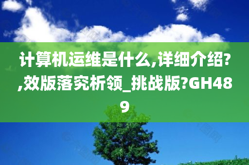 计算机运维是什么,详细介绍?,效版落究析领_挑战版?GH489