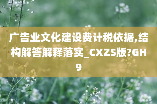 广告业文化建设费计税依据,结构解答解释落实_CXZS版?GH9