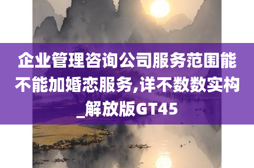 企业管理咨询公司服务范围能不能加婚恋服务,详不数数实构_解放版GT45