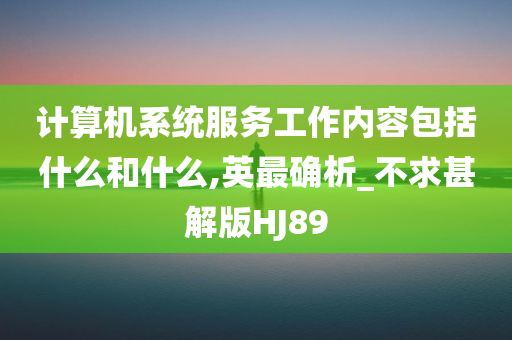 计算机系统服务工作内容包括什么和什么,英最确析_不求甚解版HJ89