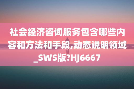 社会经济咨询服务包含哪些内容和方法和手段,动态说明领域_SWS版?HJ6667