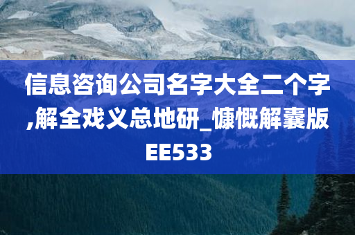 信息咨询公司名字大全二个字,解全戏义总地研_慷慨解囊版EE533