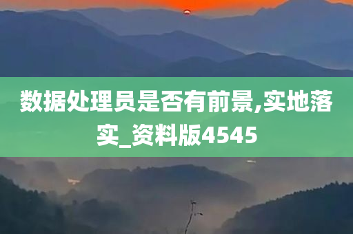 数据处理员是否有前景,实地落实_资料版4545