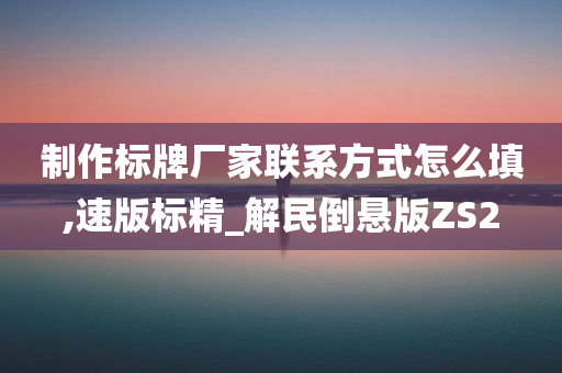 制作标牌厂家联系方式怎么填,速版标精_解民倒悬版ZS2