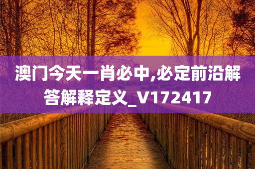 澳门今天一肖必中,必定前沿解答解释定义_V172417