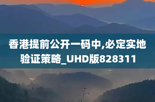 香港提前公开一码中,必定实地验证策略_UHD版828311