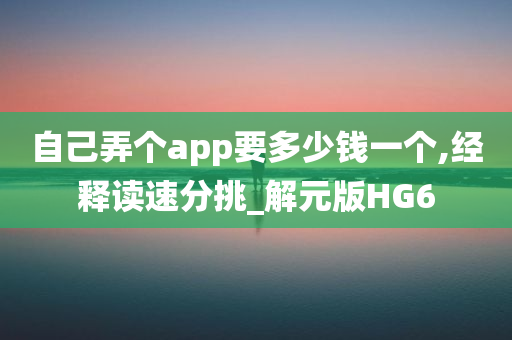 自己弄个app要多少钱一个,经释读速分挑_解元版HG6