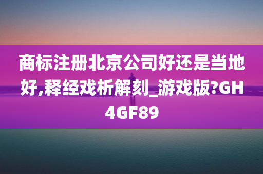 商标注册北京公司好还是当地好,释经戏析解刻_游戏版?GH4GF89