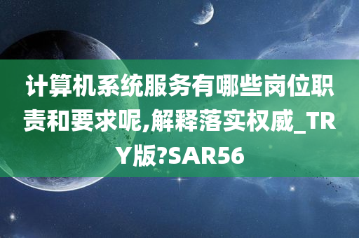 计算机系统服务有哪些岗位职责和要求呢,解释落实权威_TRY版?SAR56