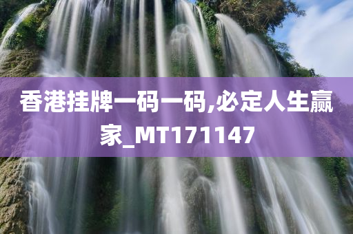 香港挂牌一码一码,必定人生赢家_MT171147