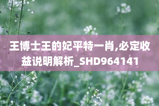 王博士王的妃平特一肖,必定收益说明解析_SHD964141