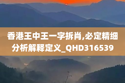 香港王中王一字拆肖,必定精细分析解释定义_QHD316539