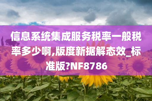 信息系统集成服务税率一般税率多少啊,版度新据解态效_标准版?NF8786