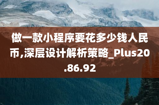 做一款小程序要花多少钱人民币,深层设计解析策略_Plus20.86.92