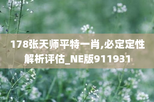 178张天师平特一肖,必定定性解析评估_NE版911931