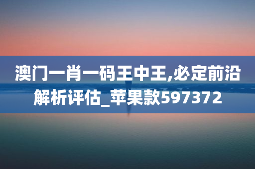 澳门一肖一码王中王,必定前沿解析评估_苹果款597372