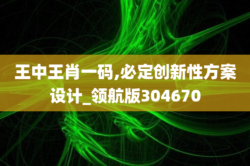 王中王肖一码,必定创新性方案设计_领航版304670