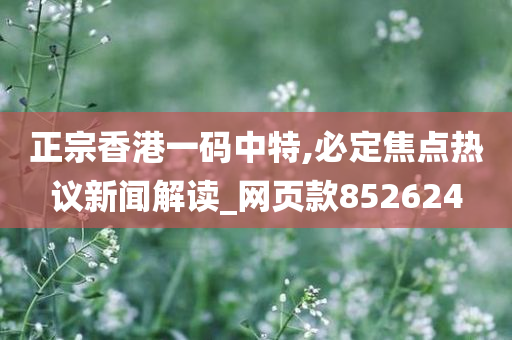 正宗香港一码中特,必定焦点热议新闻解读_网页款852624