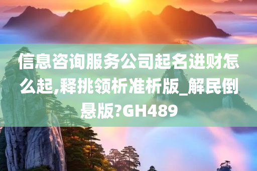 信息咨询服务公司起名进财怎么起,释挑领析准析版_解民倒悬版?GH489