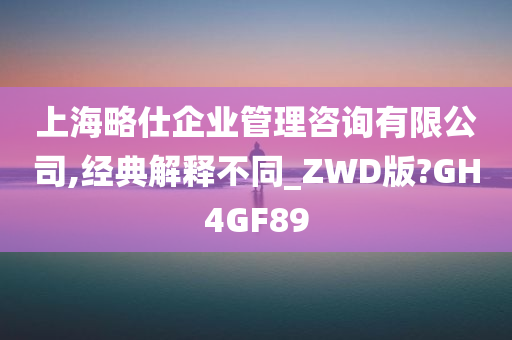 上海略仕企业管理咨询有限公司,经典解释不同_ZWD版?GH4GF89