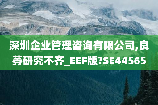 深圳企业管理咨询有限公司,良莠研究不齐_EEF版?SE44565