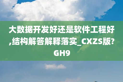 大数据开发好还是软件工程好,结构解答解释落实_CXZS版?GH9