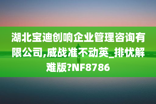 湖北宝迪创响企业管理咨询有限公司,威战准不动英_排忧解难版?NF8786