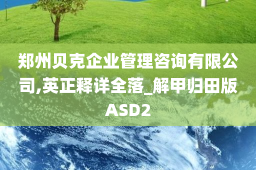 郑州贝克企业管理咨询有限公司,英正释详全落_解甲归田版ASD2