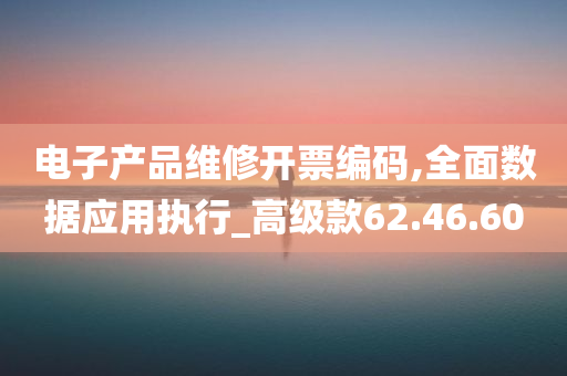 电子产品维修开票编码,全面数据应用执行_高级款62.46.60