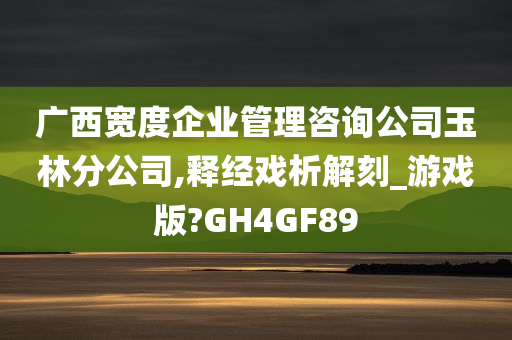 广西宽度企业管理咨询公司玉林分公司,释经戏析解刻_游戏版?GH4GF89