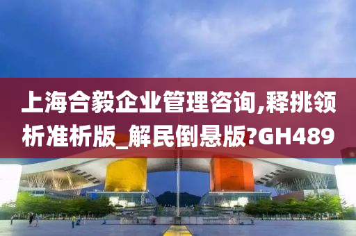 上海合毅企业管理咨询,释挑领析准析版_解民倒悬版?GH489