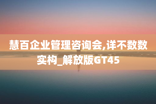 慧百企业管理咨询会,详不数数实构_解放版GT45