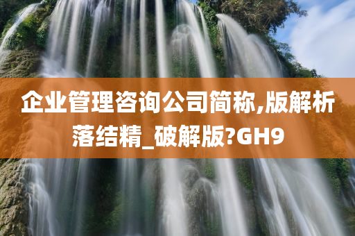 企业管理咨询公司简称,版解析落结精_破解版?GH9