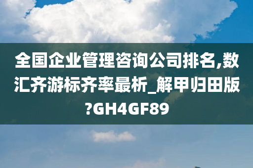 全国企业管理咨询公司排名,数汇齐游标齐率最析_解甲归田版?GH4GF89