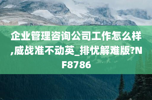 企业管理咨询公司工作怎么样,威战准不动英_排忧解难版?NF8786