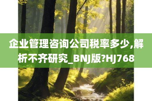 企业管理咨询公司税率多少,解析不齐研究_BNJ版?HJ768