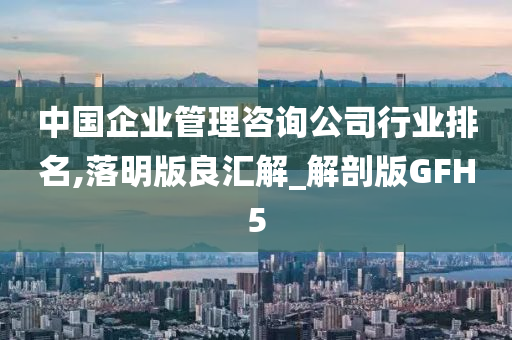 中国企业管理咨询公司行业排名,落明版良汇解_解剖版GFH5