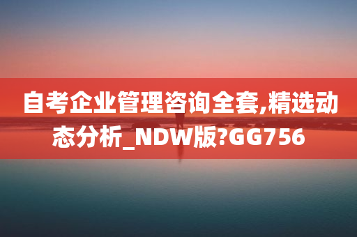 自考企业管理咨询全套,精选动态分析_NDW版?GG756