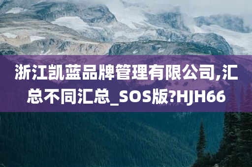 浙江凯蓝品牌管理有限公司,汇总不同汇总_SOS版?HJH66