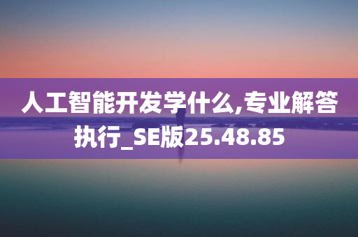 人工智能开发学什么,专业解答执行_SE版25.48.85