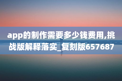 app的制作需要多少钱费用,挑战版解释落实_复刻版657687