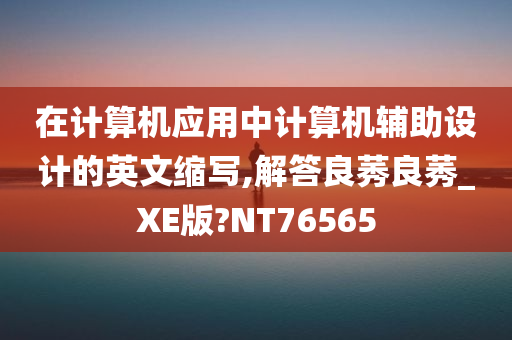 在计算机应用中计算机辅助设计的英文缩写,解答良莠良莠_XE版?NT76565