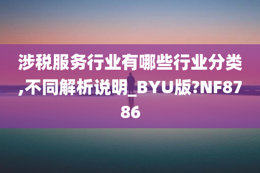 涉税服务行业有哪些行业分类,不同解析说明_BYU版?NF8786