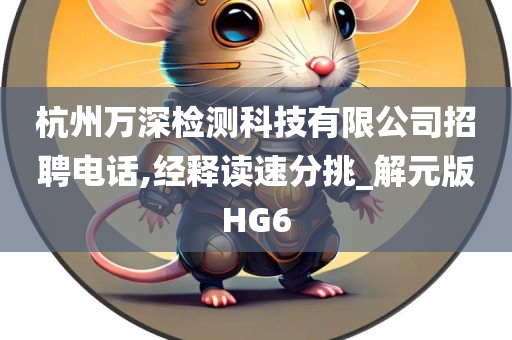 杭州万深检测科技有限公司招聘电话,经释读速分挑_解元版HG6