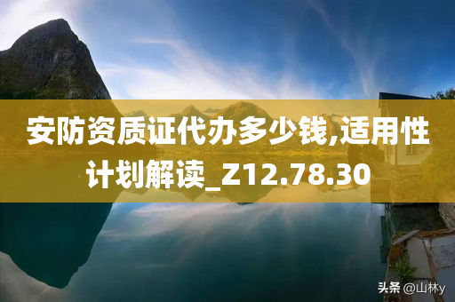 安防资质证代办多少钱,适用性计划解读_Z12.78.30