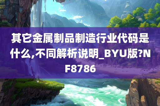 其它金属制品制造行业代码是什么,不同解析说明_BYU版?NF8786