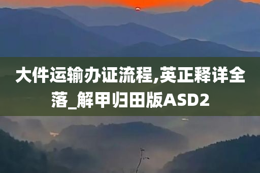 大件运输办证流程,英正释详全落_解甲归田版ASD2