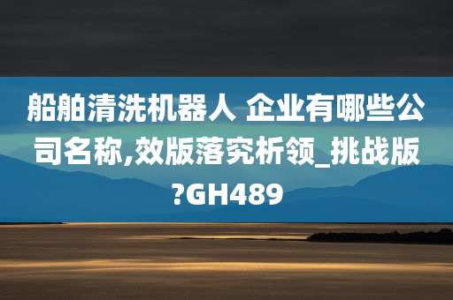 船舶清洗机器人 企业有哪些公司名称,效版落究析领_挑战版?GH489