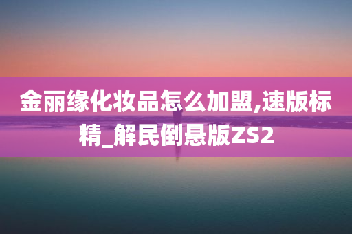 金丽缘化妆品怎么加盟,速版标精_解民倒悬版ZS2